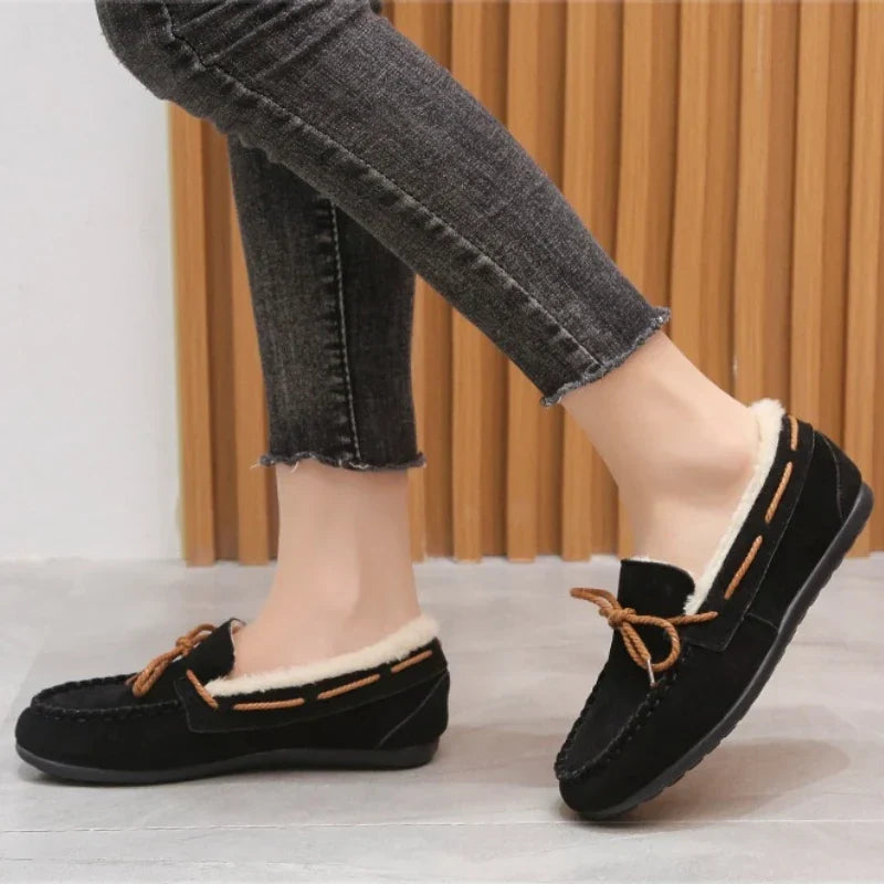 Women’s Plush-Lined Winter Loafers – Warm Slip-On Moccasin Shoes with Non-Slip Sole for Everyday Cold-Weather Comfort