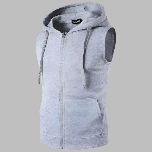 Men’s Sleeveless Zip-Up Hoodie Vest – Lightweight Layer for Casual Everyday Wear