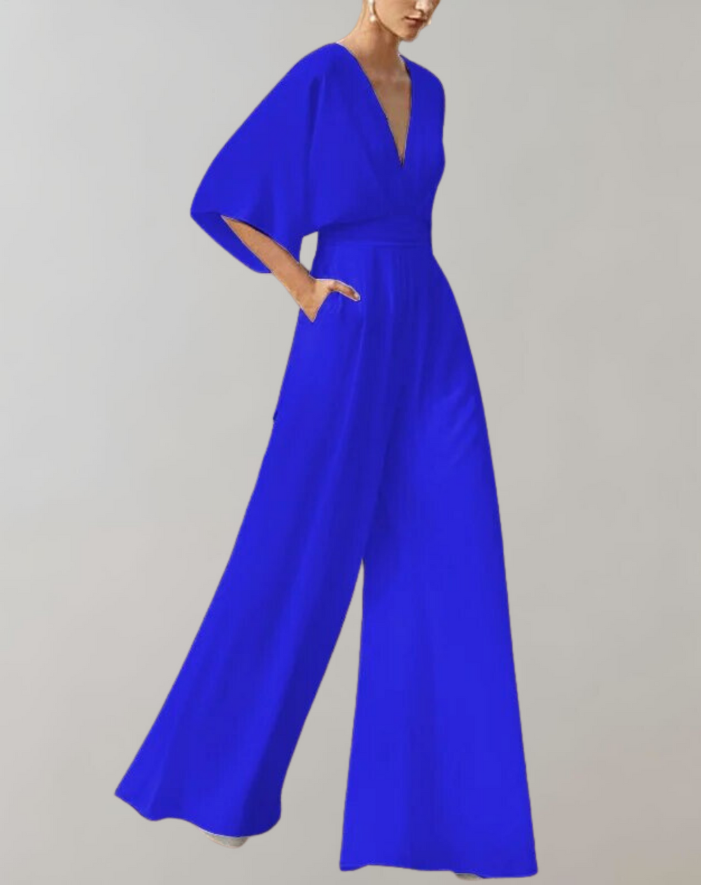 Women’s V-Neck Wide-Leg Jumpsuit – Flowing Occasion Style for Weddings and Summer Events