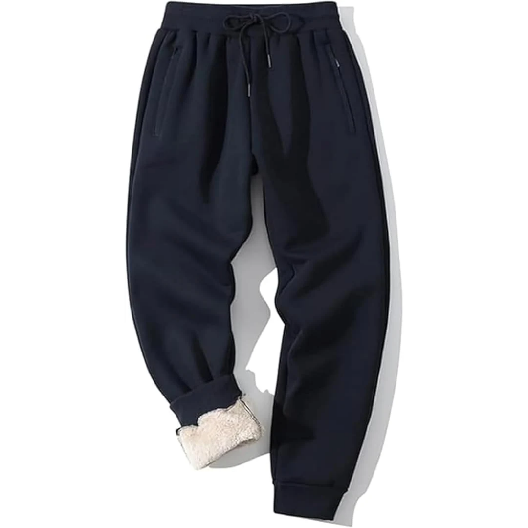 Men’s Fleece-Lined Joggers – Relaxed-Fit Thermal Sweatpants with Drawstring Waist and Cuffed Ankles