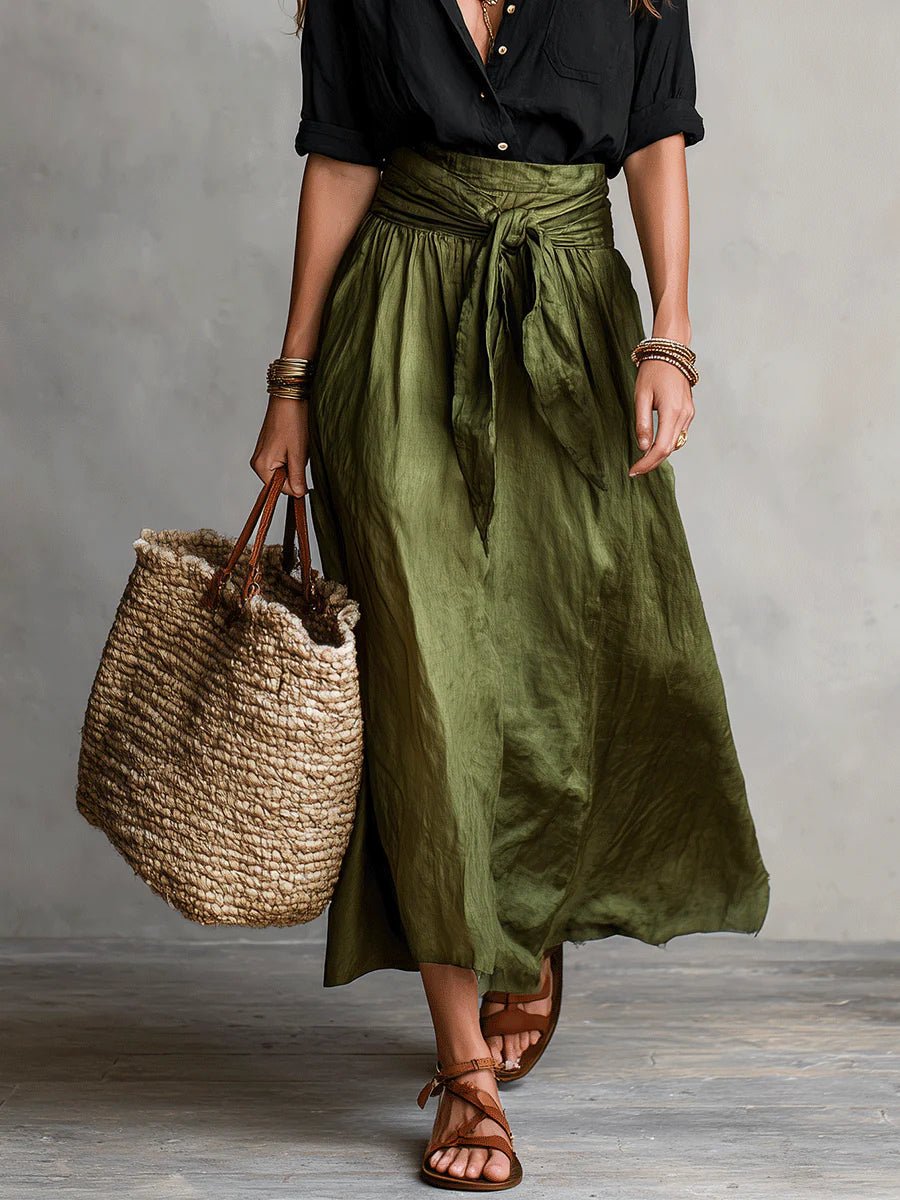 Women’s High-Waisted Midi Skirt Set – Button-Front Blouse Co-Ord for Summer City Wear