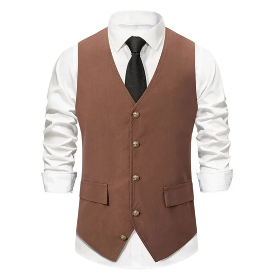 Men’s Buttoned Traditional Waistcoat – Refined Heritage Layer for Festivals and Formal Events
