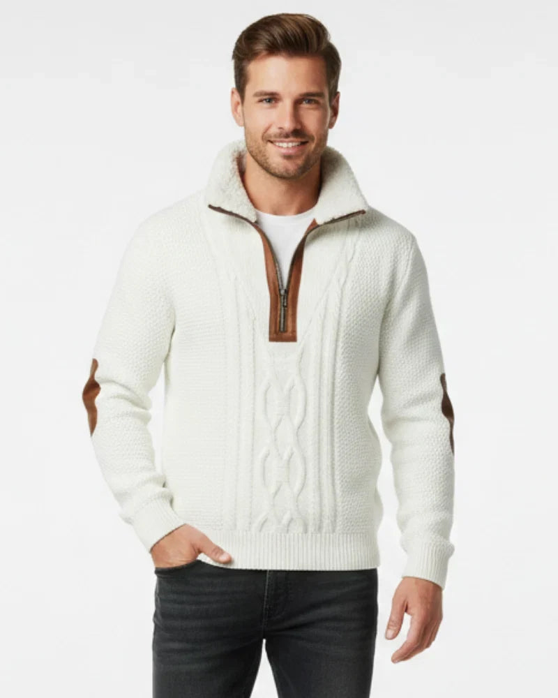 Men’s Quarter-Zip Knitted Pullover – Warm Relaxed Layer for Autumn and Winter