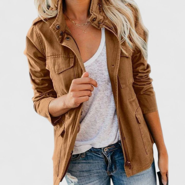 Women’s Parka – Utility Field Jacket with Flap Pockets and Waist Drawcord