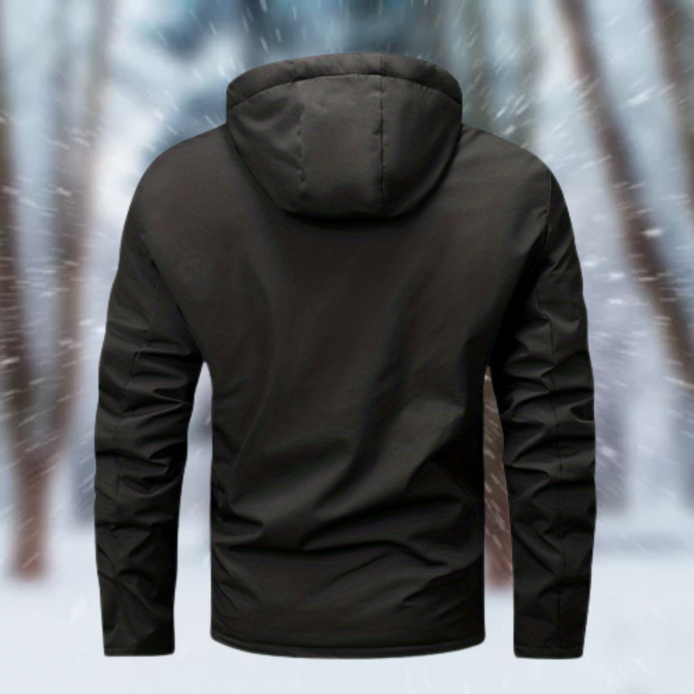 Men’s Water-Resistant Hooded Winter Jacket – Multi-Pocket Weatherproof Layer for Everyday Cold-Season Wear