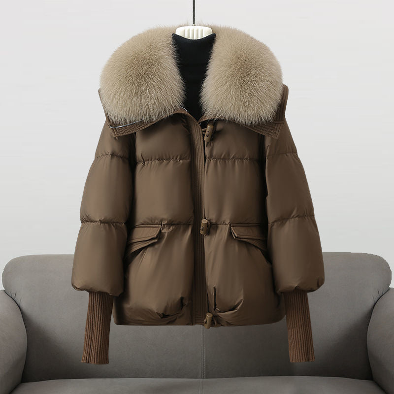 Women’s Faux-Fur Hooded Puffer Jacket – Water-Repellent Glamorous Winter Layer for Elegant Cold-Weather Wear