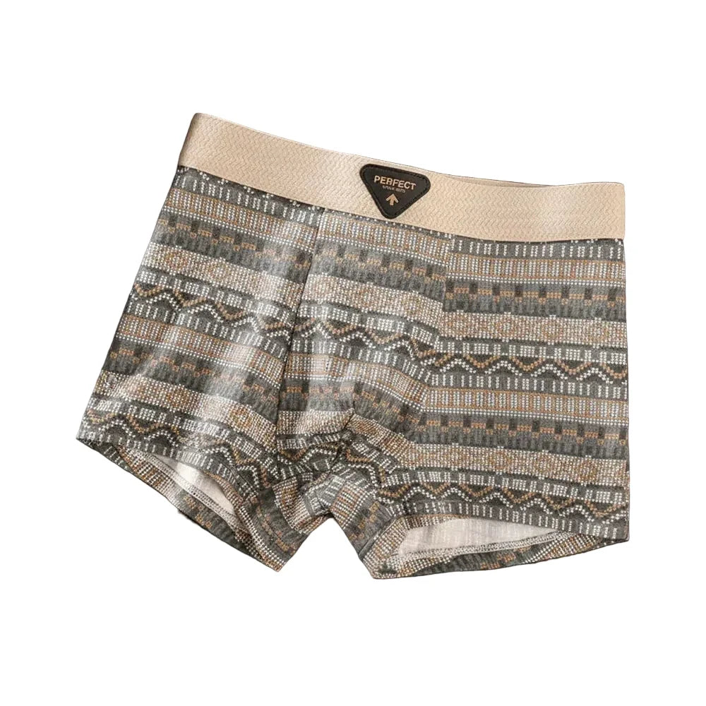 Men’s Patterned Cotton Boxer Briefs – Breathable Comfort-Fit Underwear with Supportive Contoured Pouch