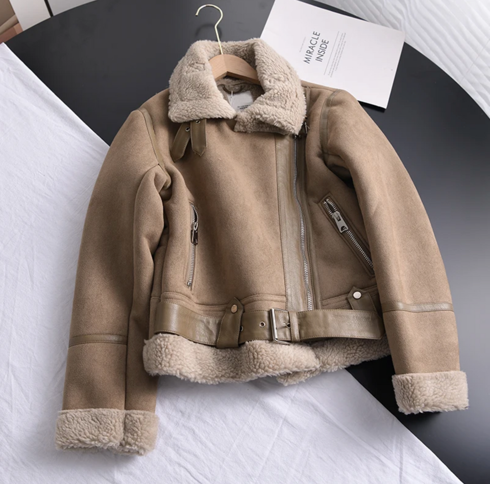 Women’s Cropped Jacket – Teddy Lining with Lapel Collar
