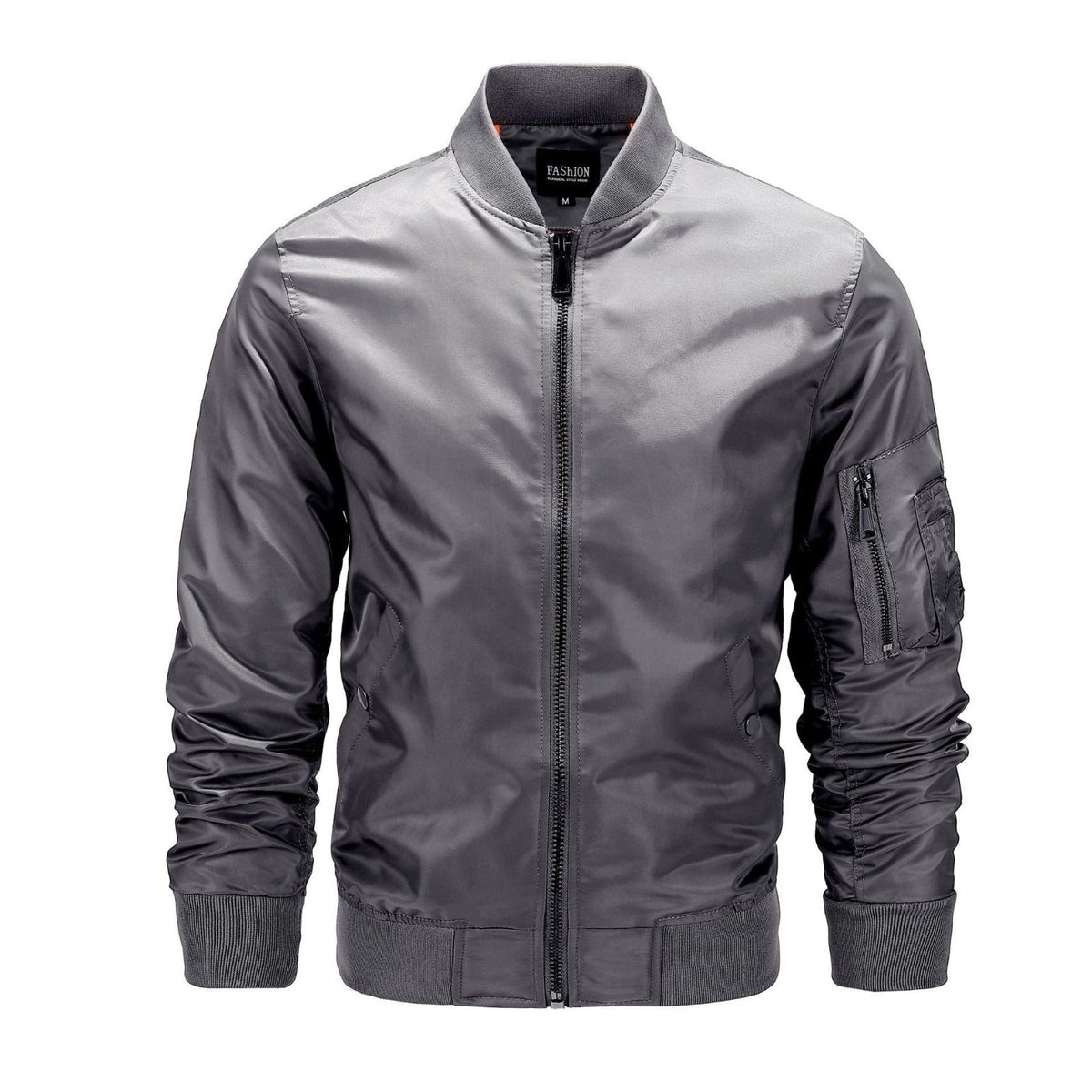 Men’s Military Bomber Jacket – Lightweight Zip-Front Outerwear with Utility Sleeve Pocket