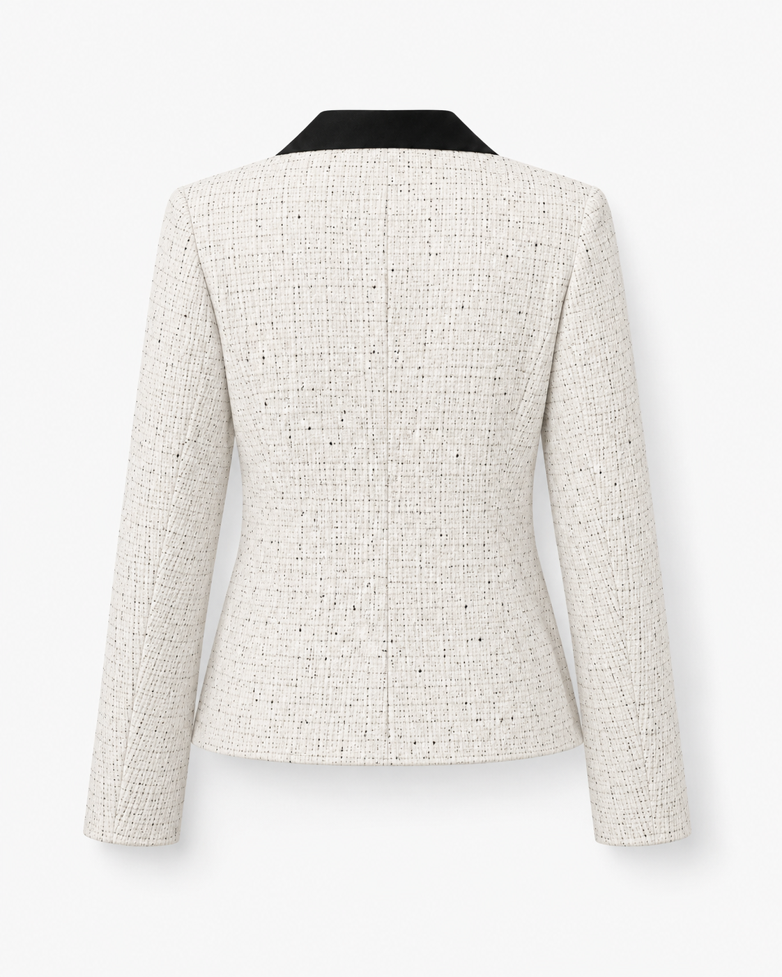 Women’s Tweed-Style Jacket – Contrast-Collar Buttoned Layer for Office and Smart Casual Wear