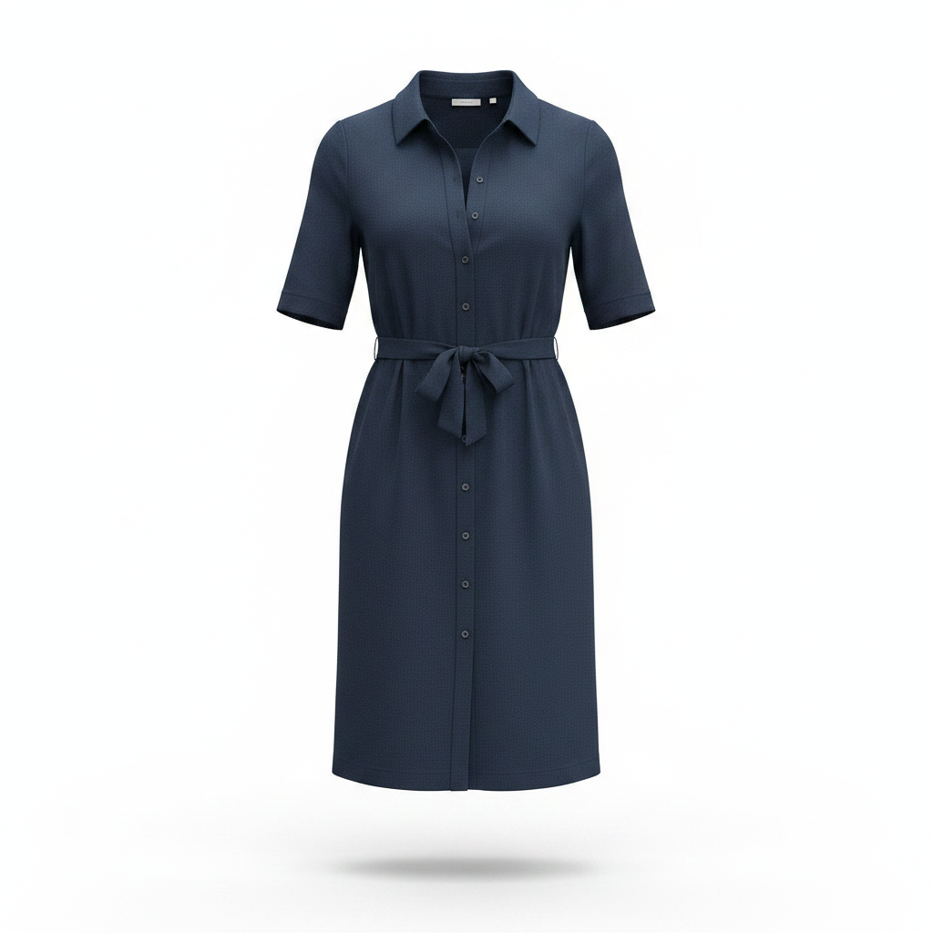Women’s Belted Shirt Dress – Button-Front Spring Style for Smart Casual Occasions