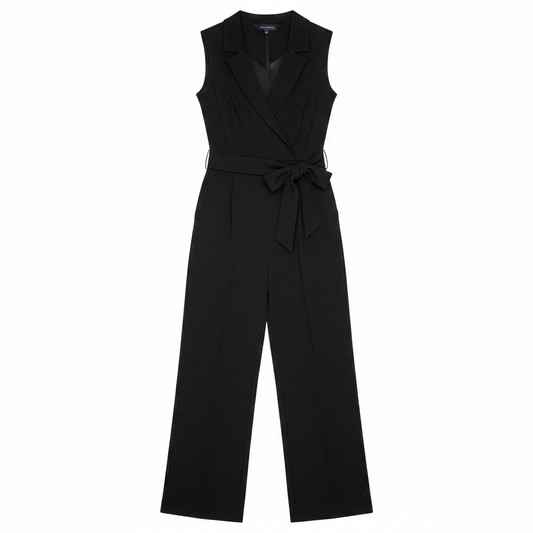 Women’s Sleeveless Wrap Jumpsuit – Wide-Leg Belted Spring Style for Weddings and Smart Events