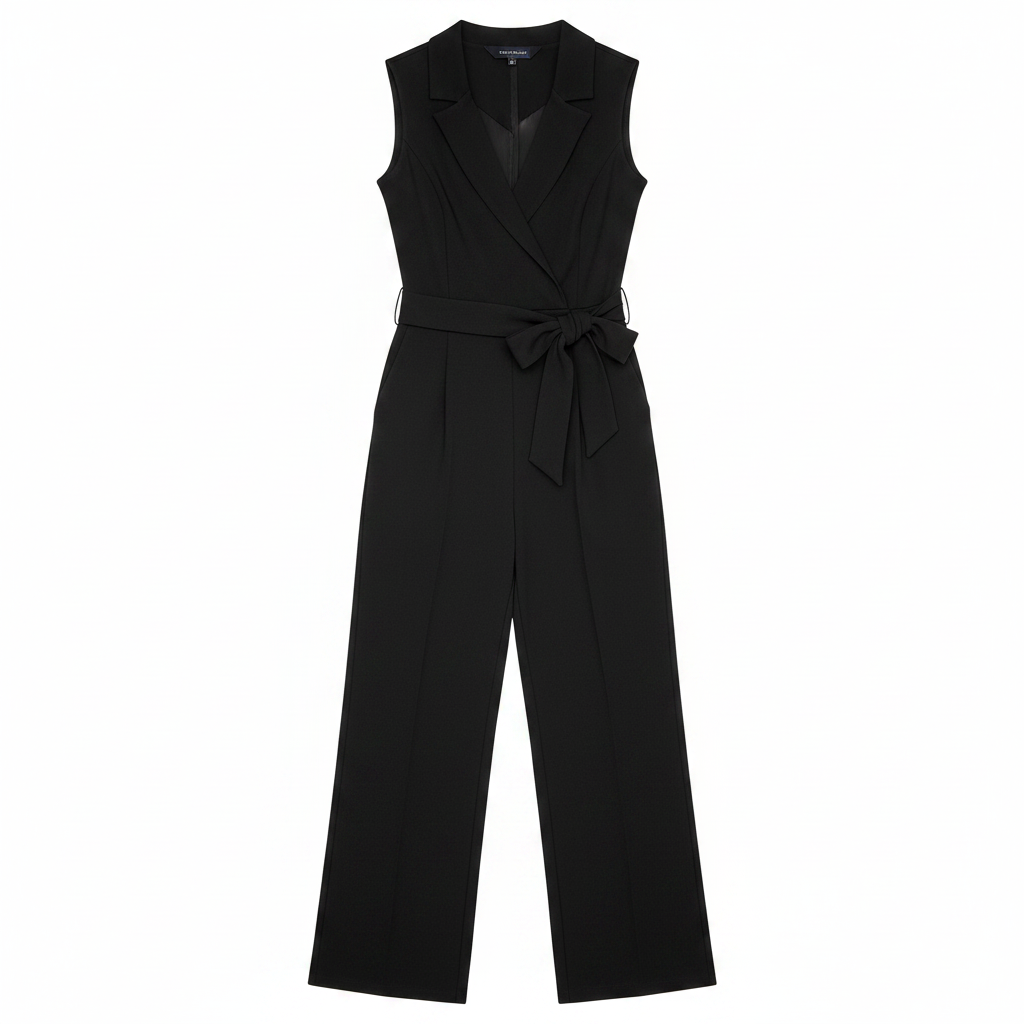 Women’s Sleeveless Wrap Jumpsuit – Wide-Leg Belted Spring Style for Weddings and Smart Events