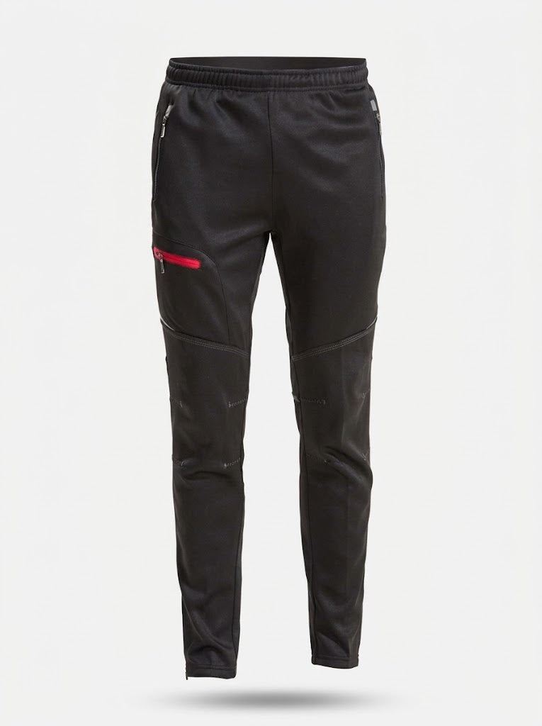 Men’s Thermal Fleece Cycling Trousers – Waterproof Windproof Reflective Winter Running Trousers with Zip Pockets