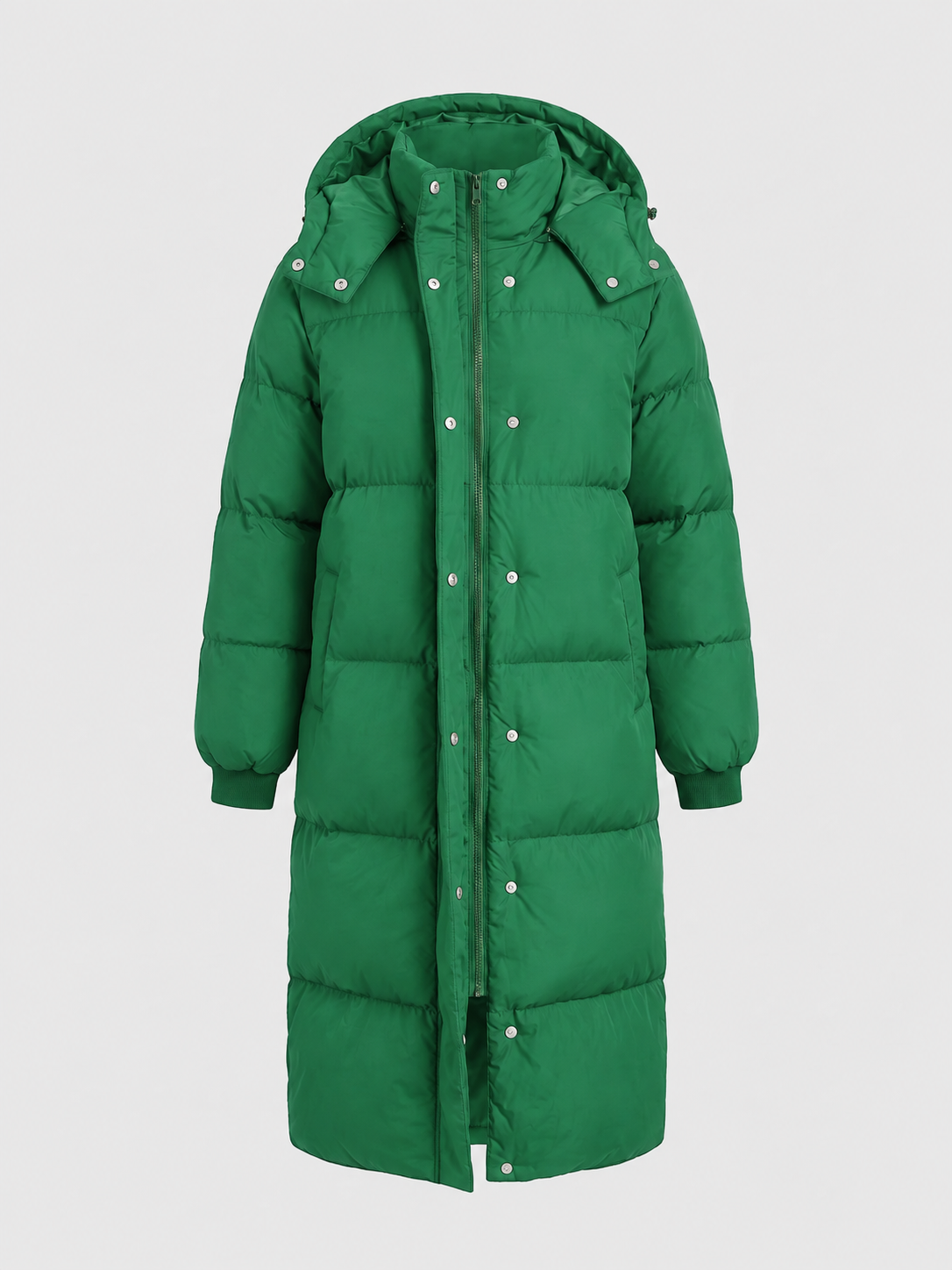 Women’s Extended-Length Hooded Puffer Coat – Insulated Winter Outerwear for Warm Everyday Coverage