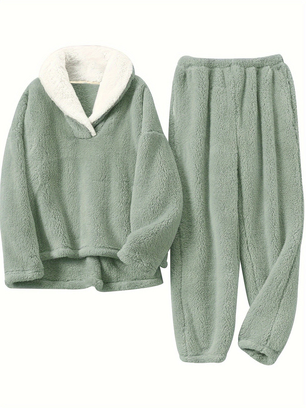 Women’s Lounge Set – Shawl Collar Top with Elasticated Waist
