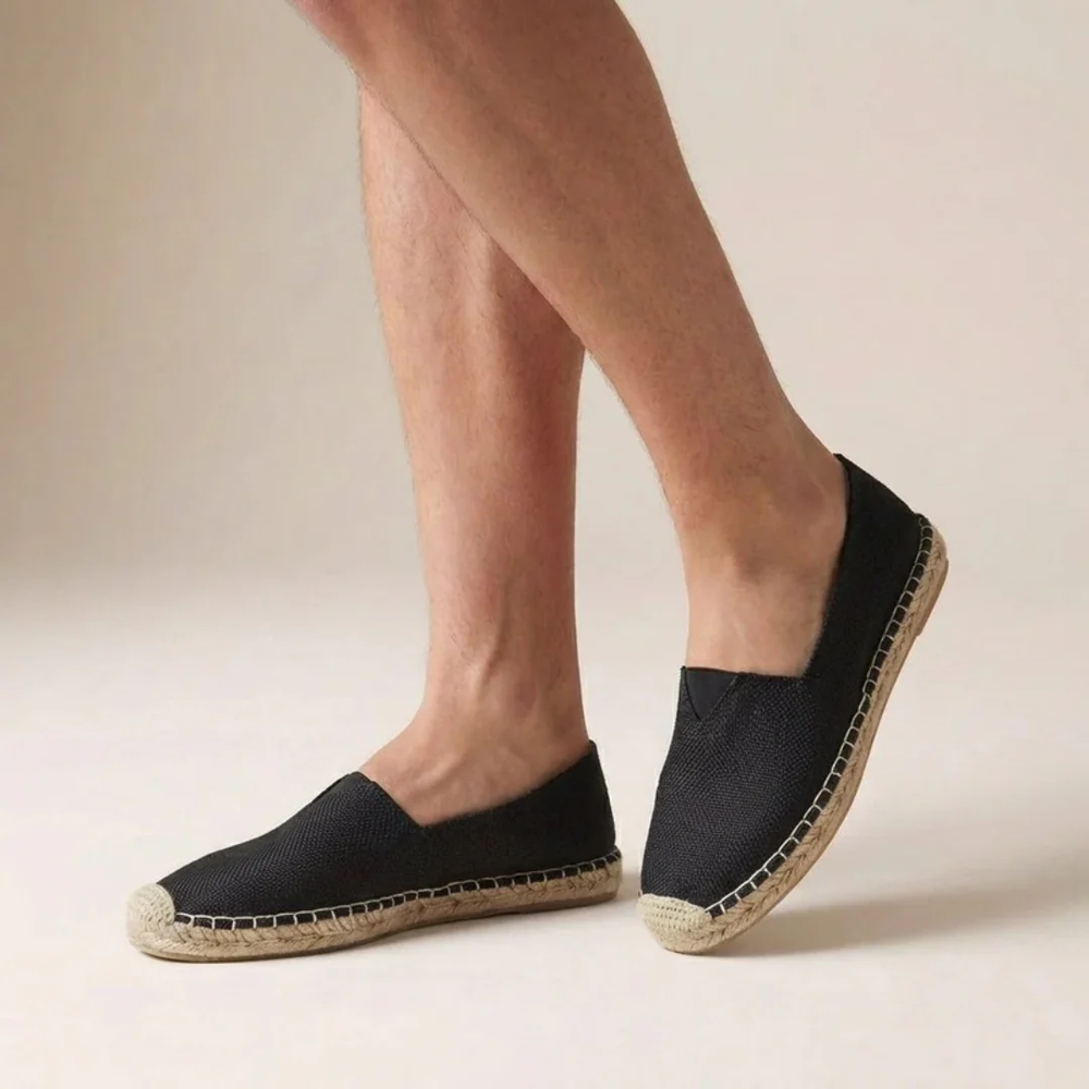 Men’s Jute-Sole Espadrilles – Lightweight Slip-On Summer Shoes for Holidays and Casual Wear