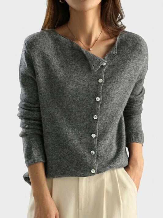 Women’s Button-Front Knit Sweater – Relaxed Long-Sleeve Layer for Autumn Wear