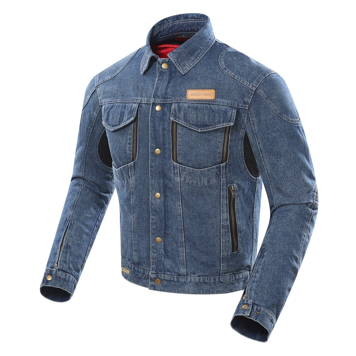 Men’s Protective Denim Motorcycle Jacket – Removable Lining with Integrated Riding Armour and Ventilation