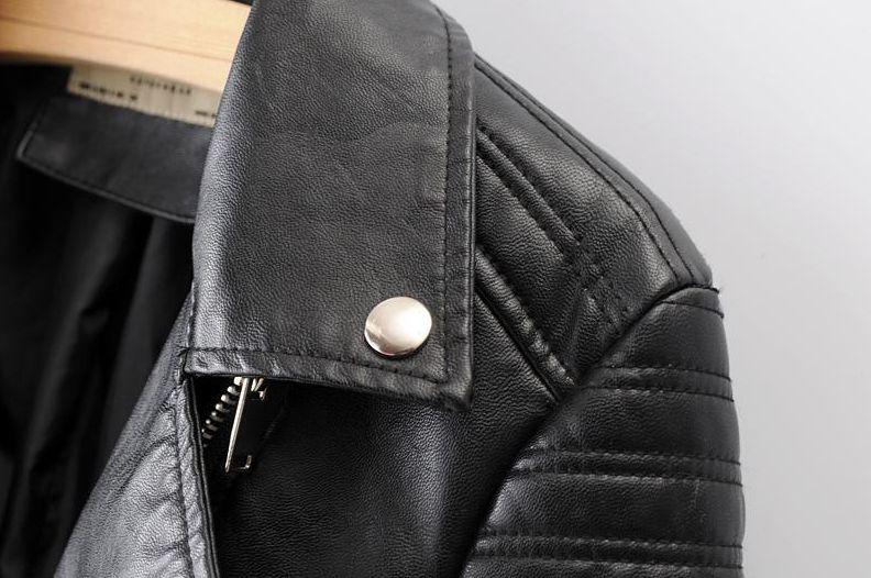 Women’s Slim-Fit Leather Biker Jacket – Quilted Zip-Up Moto Layer for Smart Casual Styling