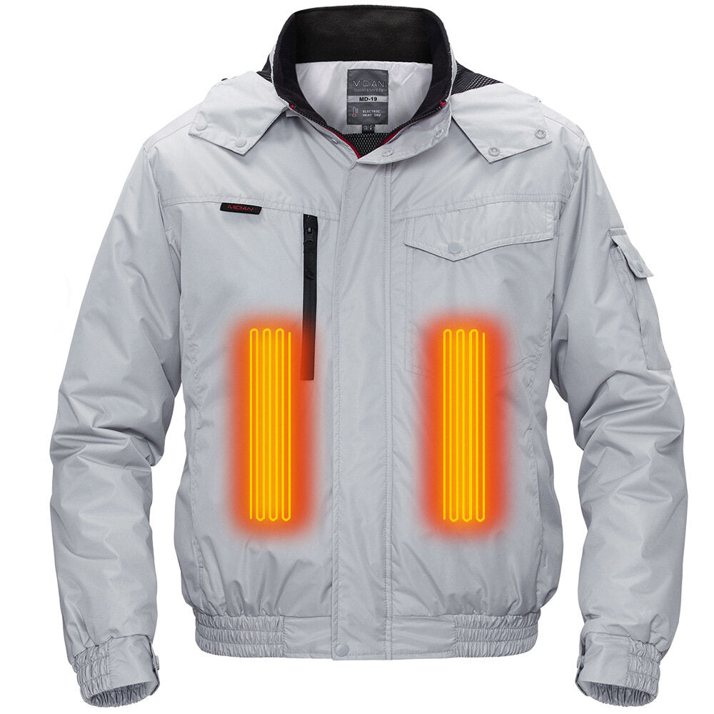 Men’s USB Heated Winter Jacket – Waterproof Hooded Thermal Coat with Adjustable Warmth