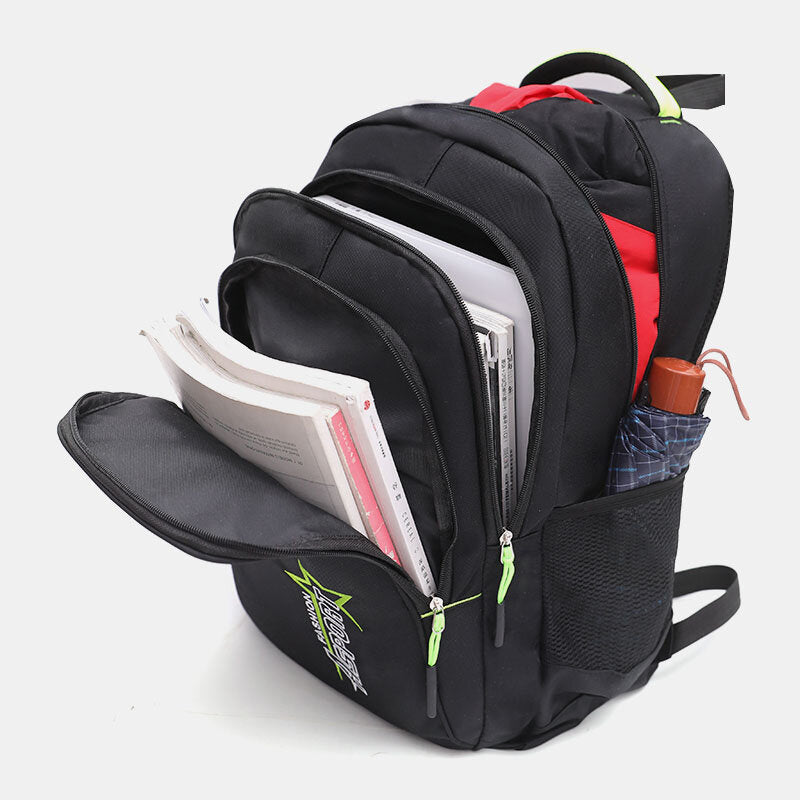 Unisex Multi-Compartment Nylon Backpack – Large-Capacity School and Travel Bag with Organised Storage