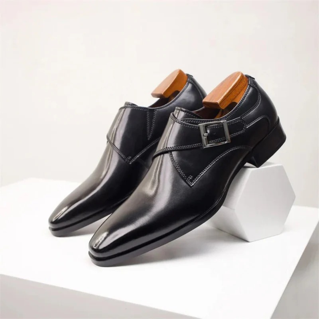 Men’s Single Monk Strap Dress Shoes – Buckled Formal Footwear for Business and Office Wear