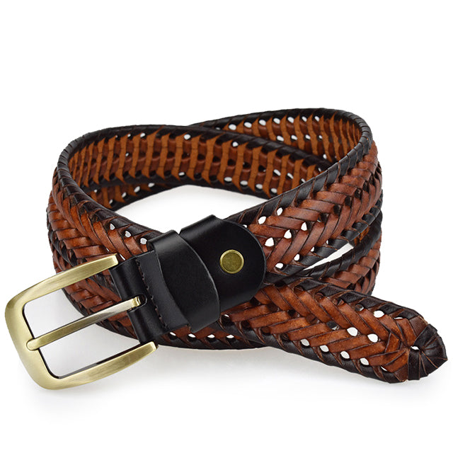 Men’s Braided Leather Belt – Flexible Woven Strap for Casual and Smart Wear