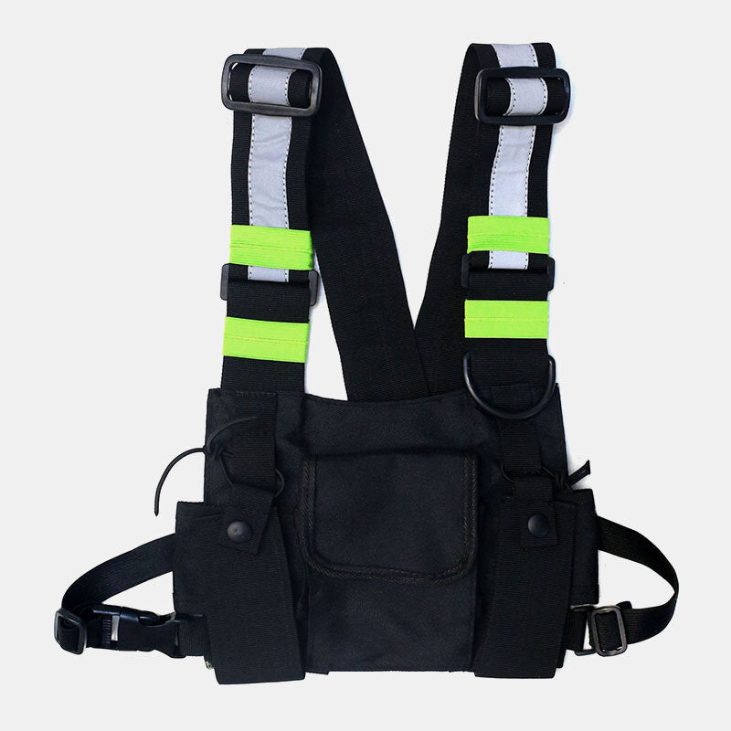 Unisex Reflective Oxford Chest Bag – Adjustable Utility Harness with Multi-Pocket Storage