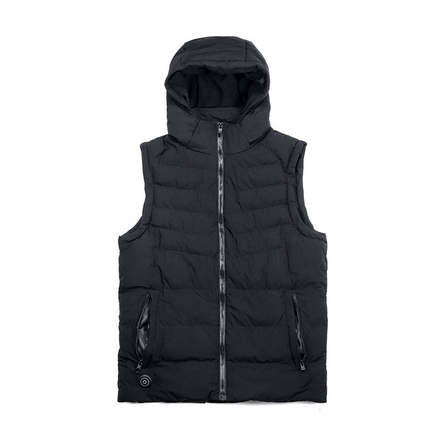 Men’s USB Heated Hooded Puffer Vest – Quilted Sleeveless Winter Layer with Adjustable Warmth