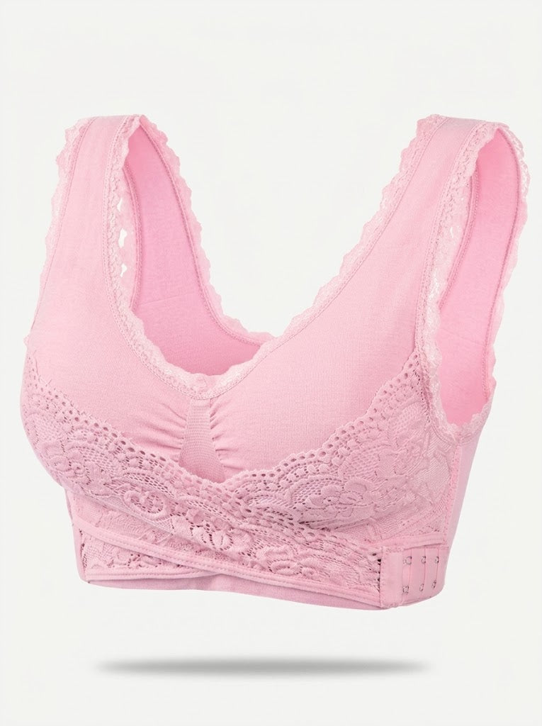 Women’s Wireless Lace Support Bra – Wide-Strap Longline Style for Everyday Comfort