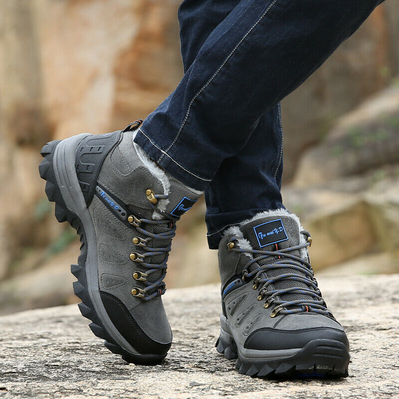 Men’s Water-Resistant Winter Hiking Boots – Fleece-Lined Outdoor Boots with Gripped Sole