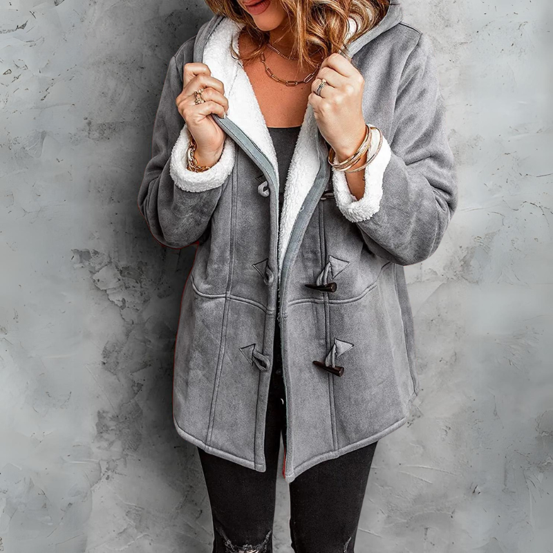 Women’s Sherpa-Lined Hooded Duffle Jacket – Warm Toggle-Front Winter Layer for Everyday Cold-Weather Wear