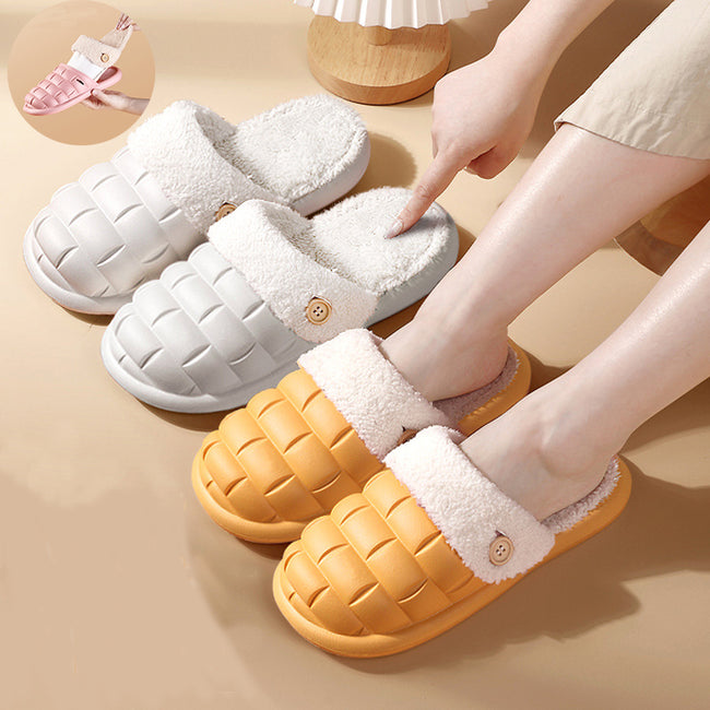 Women's Faux Fur Lined Washable Platform Clog Slippers