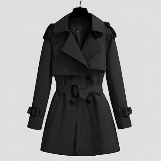 Women’s Elegant Mid-Length Trench Coat – Double-Breasted Transitional Outerwear for Spring and Autumn