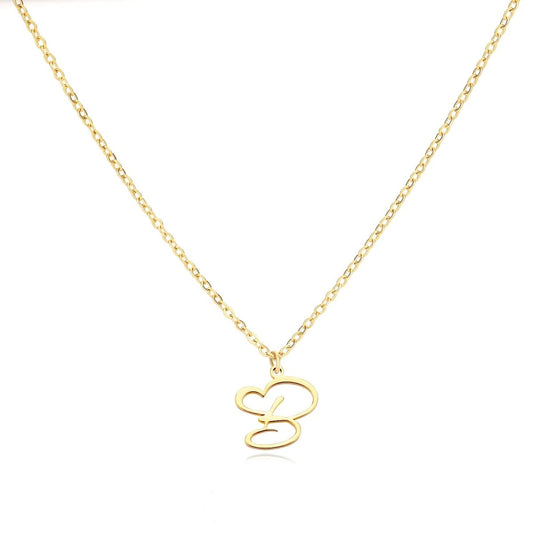 Women’s Initial Heart Pendant Necklace – Gold-Tone Stainless Steel Letter Charm for Personalised Everyday Wear and Gifting