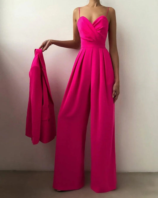 Women’s Wide Leg Jumpsuit – Wrap Front Evening Style for Weddings and Events