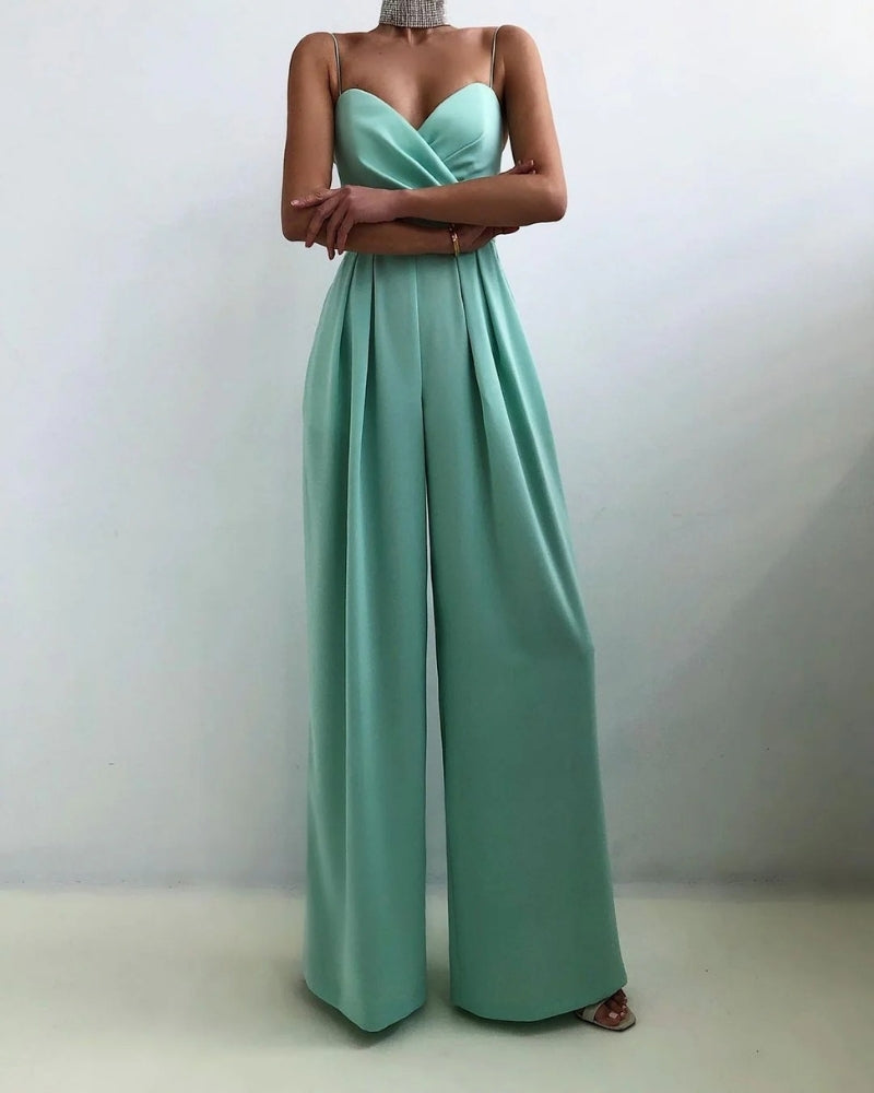 Women’s Wide Leg Jumpsuit – Wrap Front Evening Style for Weddings and Events