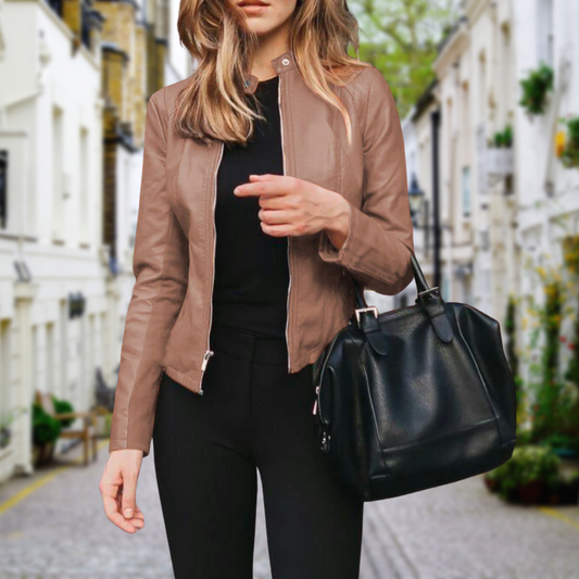 Women’s Zip-Up Biker Jacket – Sleek Everyday Layer for Smart Casual and City Wear