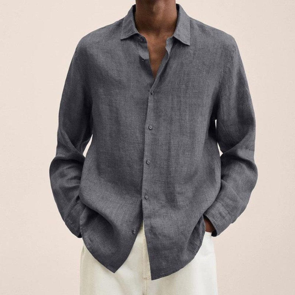 Men’s Relaxed Long Sleeve Shirt – Lightweight Smart Casual Style for Office and Everyday Wear