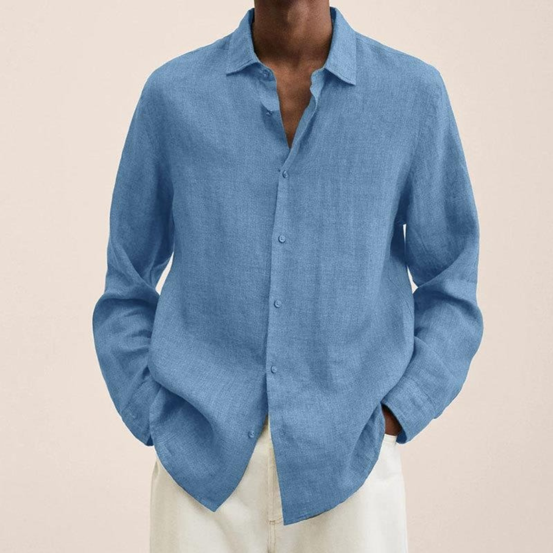Men’s Relaxed Long Sleeve Shirt – Lightweight Smart Casual Style for Office and Everyday Wear