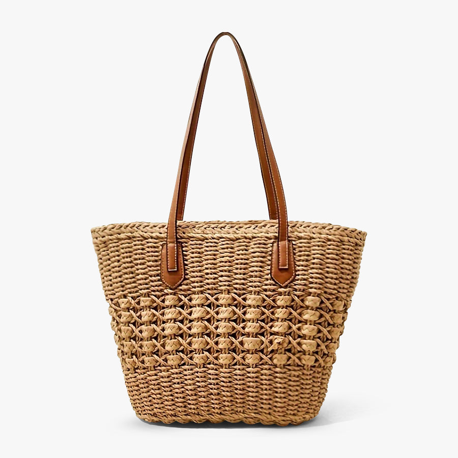 Women’s Woven Beach Tote Bag – Lightweight Shoulder Shopper with Spacious Summer Carryall Design