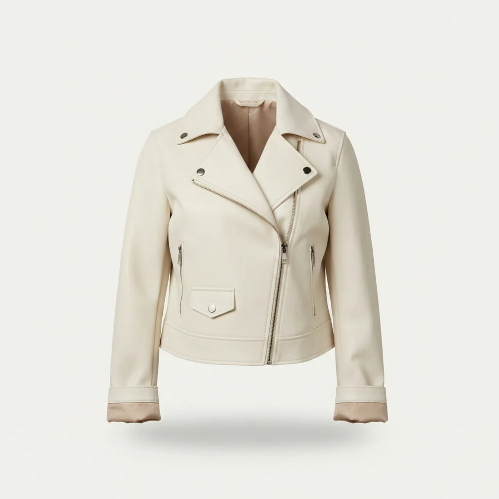 Women’s Wide-Lapel Leather Jacket – Retro Statement Outerwear for Streetwear and Evening Wear
