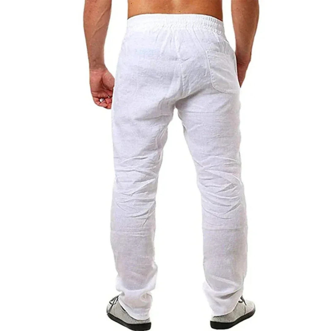 Men’s Lightweight Linen Drawstring Trousers – Relaxed Summer Pants for Travel and Everyday Wear