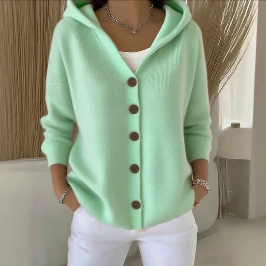 Women’s Hooded Cardigan – Soft Fleecy Knit with Side Pockets