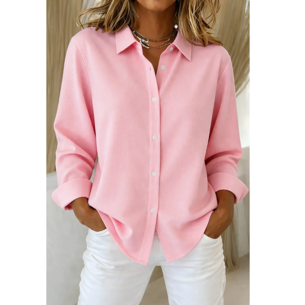 Women’s Relaxed Button-Up Shirt – Long-Sleeve Collared Style for Office and Everyday Wear