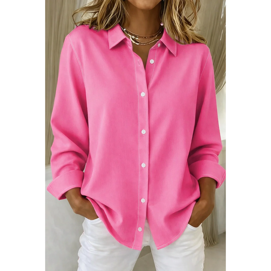Women’s Relaxed Button-Up Shirt – Long-Sleeve Collared Style for Office and Everyday Wear