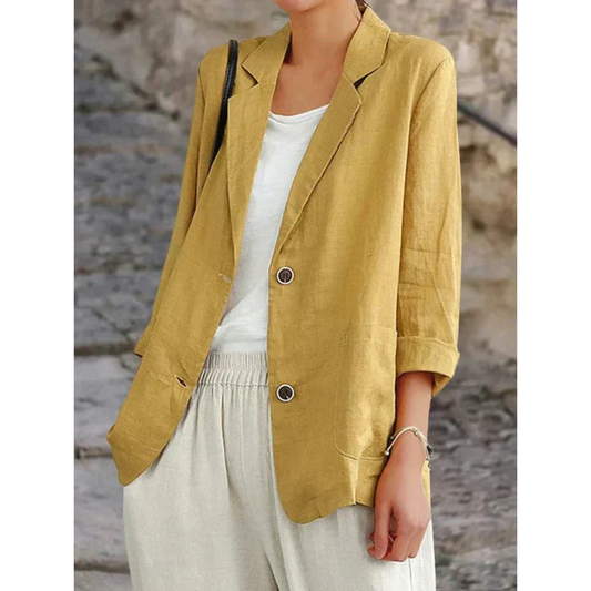 Women’s Linen Blazer – Lightweight Elegant Breathable Smart Casual Tailored Jacket
