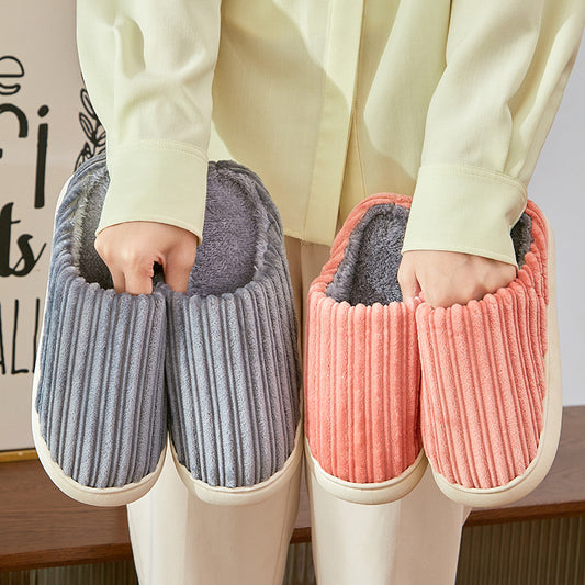 Women's Faux Fur Lined Corduroy Platform Clog Slippers