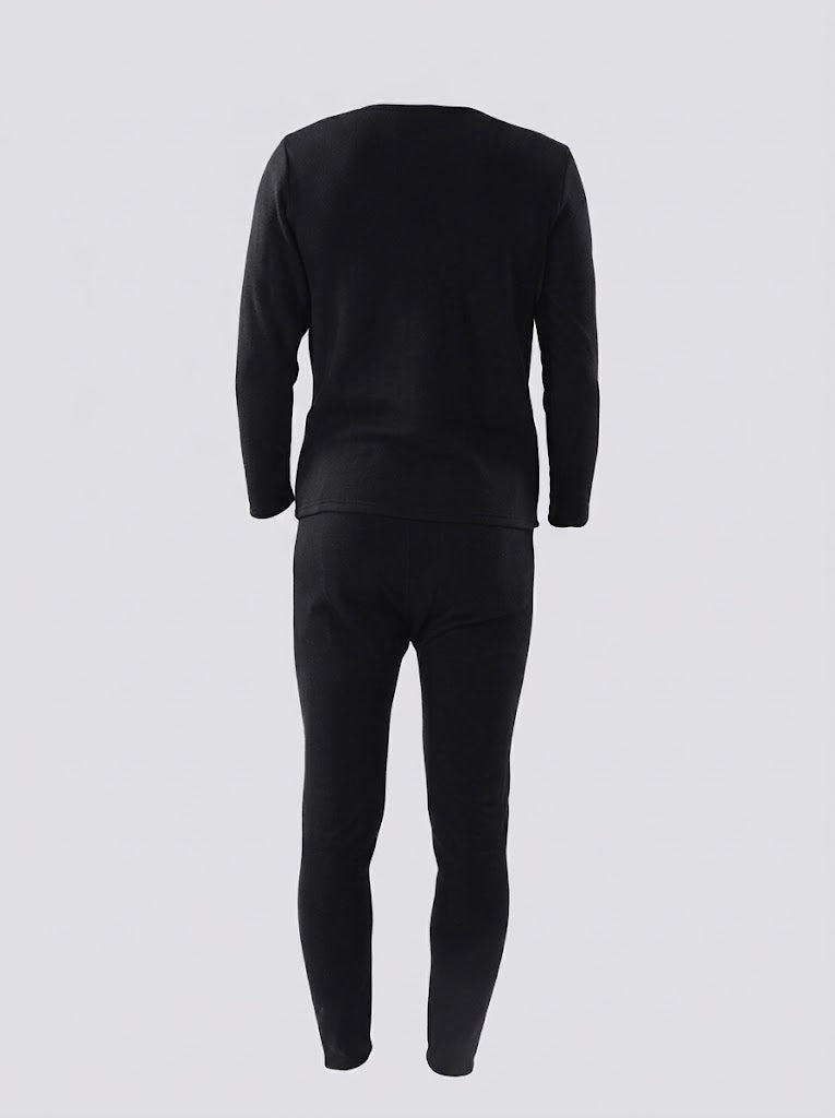 Men’s Thermal Base Layer Set – Long-Sleeve Stretch Top with Fitted Thermal Trousers